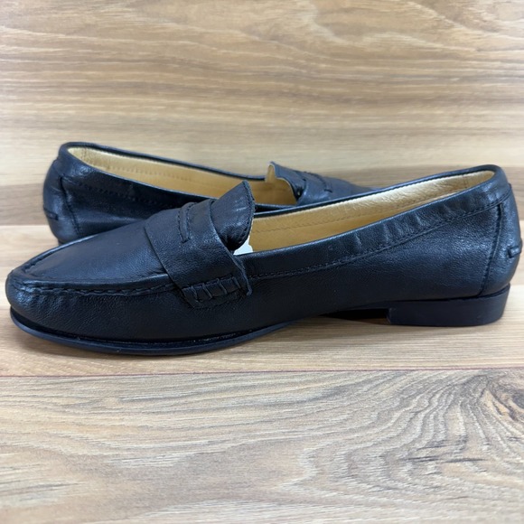 FRYE Black Leather Loafers Womens 10 Black Soft Leather Flats - Picture 6 of 11
